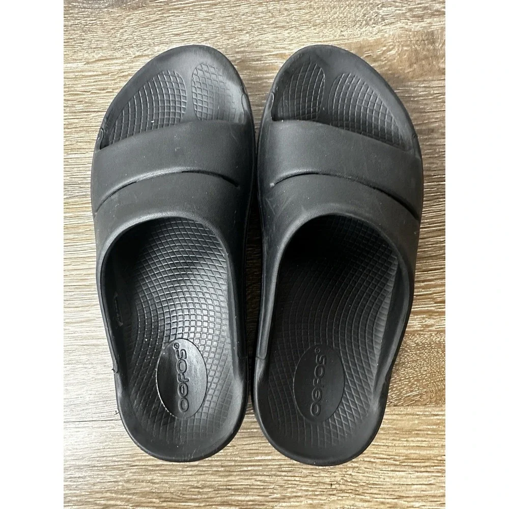 OOFOS Sandals Mens 4 Womens 6 OOahh Recovery‎ Slip On Slide Black EVA Comfort